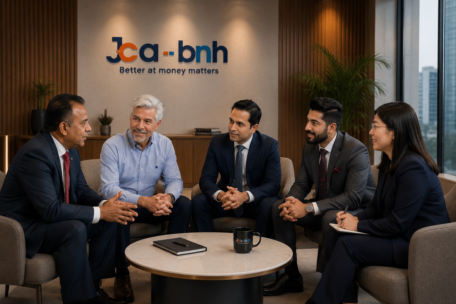 JCA-BNH team members in a meeting
