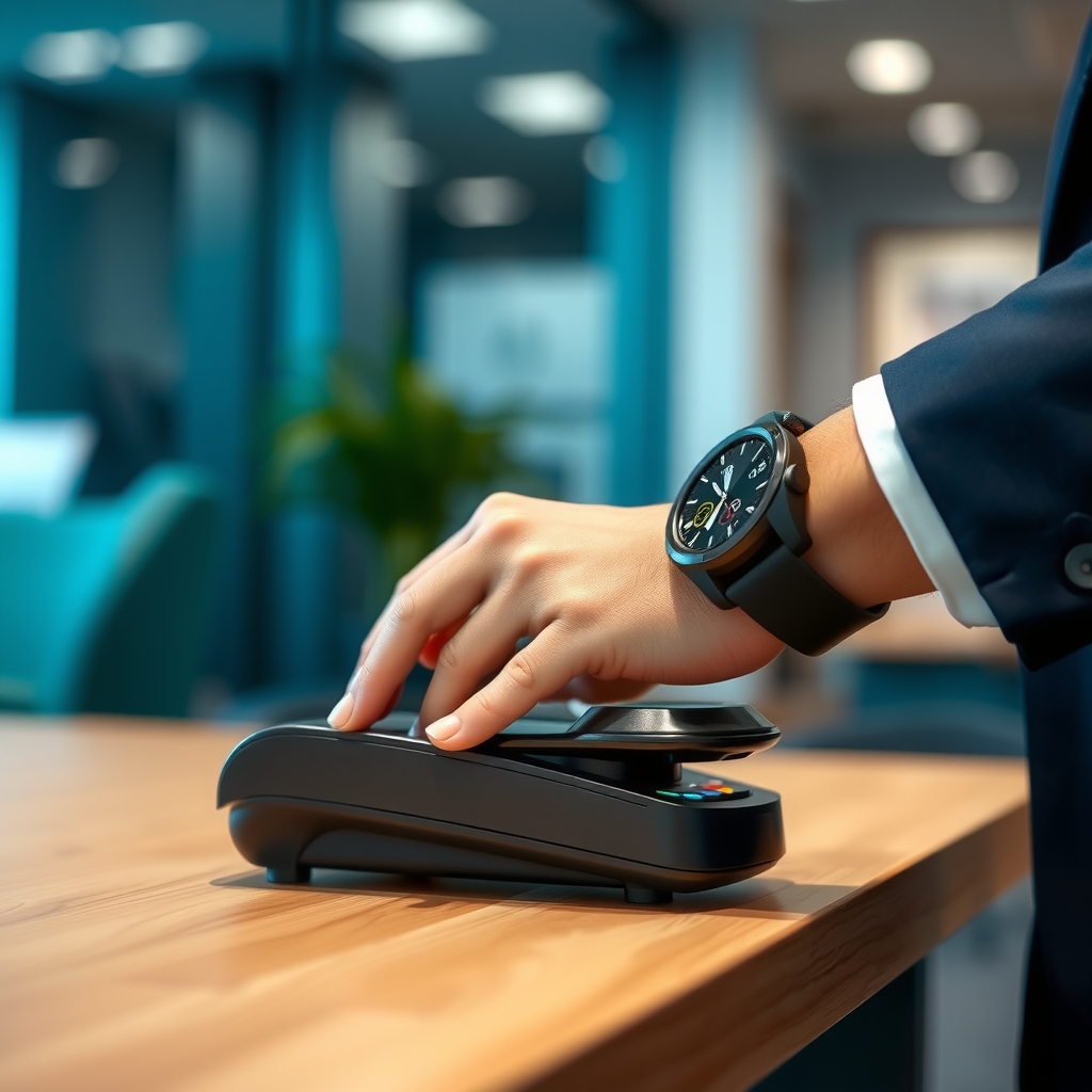Smartwatch tapped on a contactless payment terminal