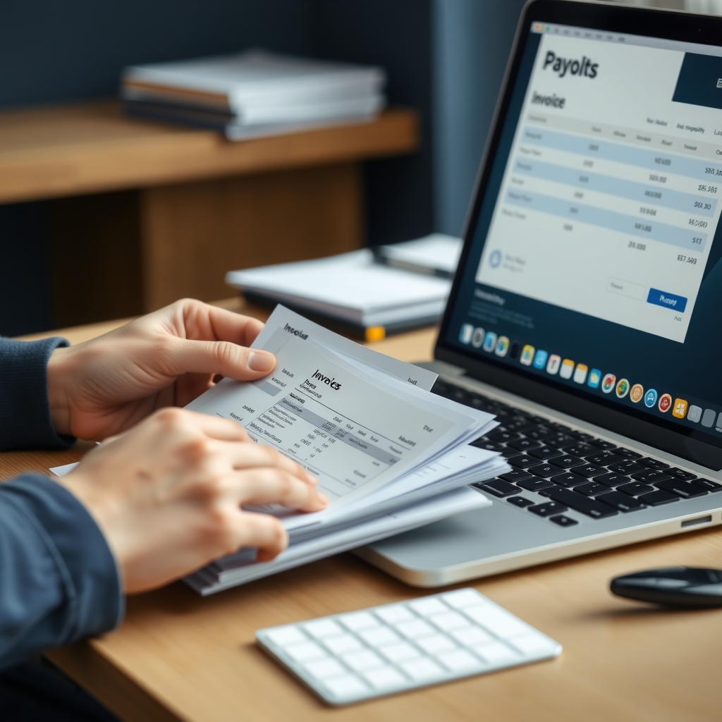 Bookkeeper managing accounts and payroll